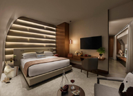 Wood 5 Star Modern Hotel Bedroom Furniture BS5852 Fire Retardant