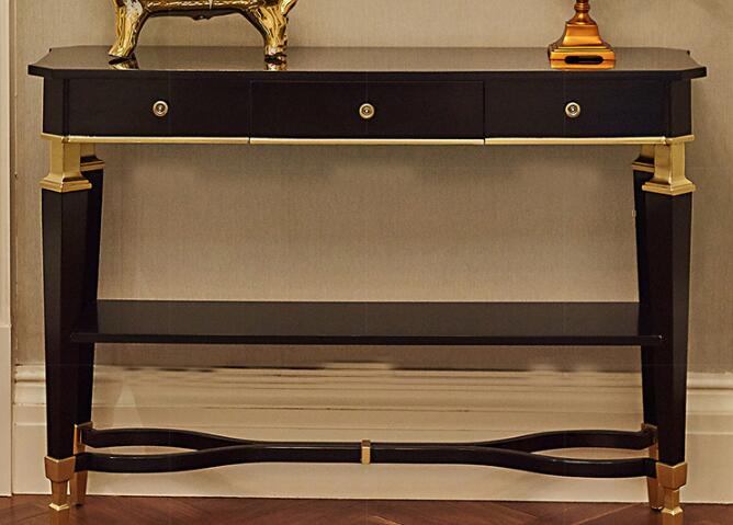 Drewniane luksusowe meble do sypialni 48 '' W z metalowymi nogami, antyczne biurko hotelowe 0