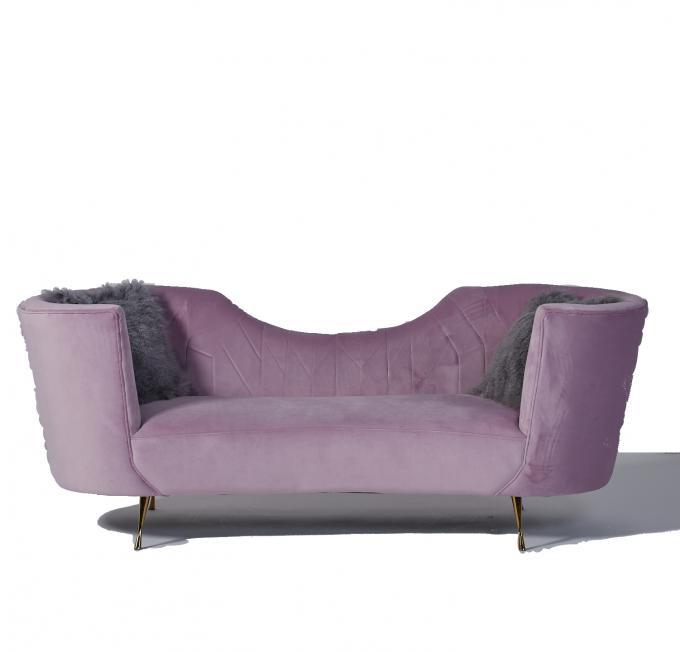 Tapicerka Unique Arc Baby Pink Curved Velvet Couch 1