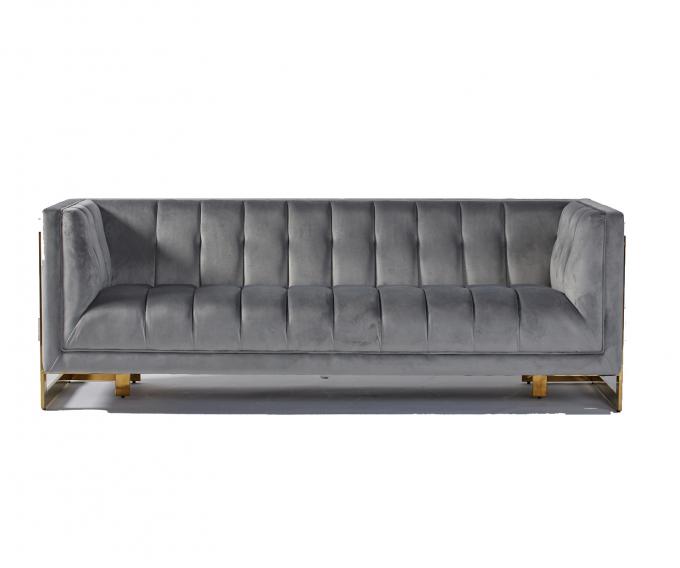Velvet Fabric Tufted Nowoczesna sofa do salonu z metalowymi nogami Hallow 0