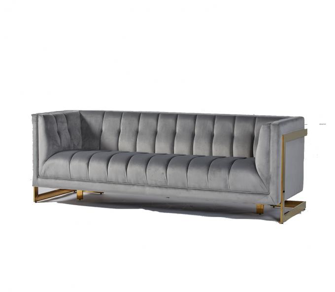 Velvet Fabric Tufted Nowoczesna sofa do salonu z metalowymi nogami Hallow 1