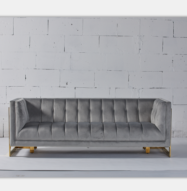 Velvet Fabric Tufted Nowoczesna sofa do salonu z metalowymi nogami Hallow 2