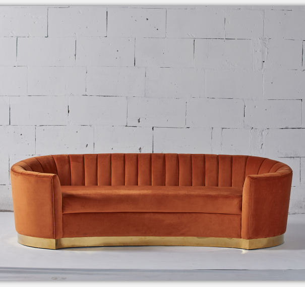 Nowoczesna sofa w europejskim stylu z pomarańczowym aksamitem 2