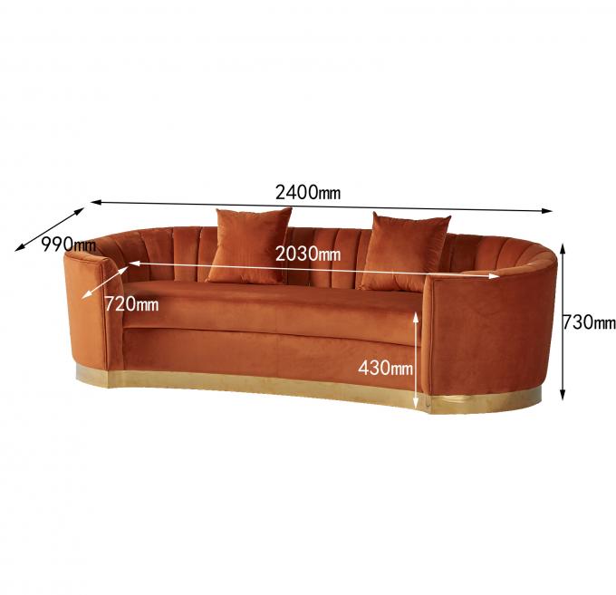 Nowoczesna sofa w europejskim stylu z pomarańczowym aksamitem 3