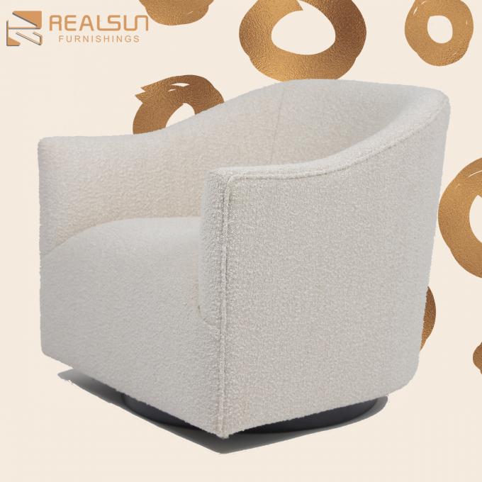 Nowoczesny salon z luksusową tkaniną Fluffy Single Beige Fotel 1