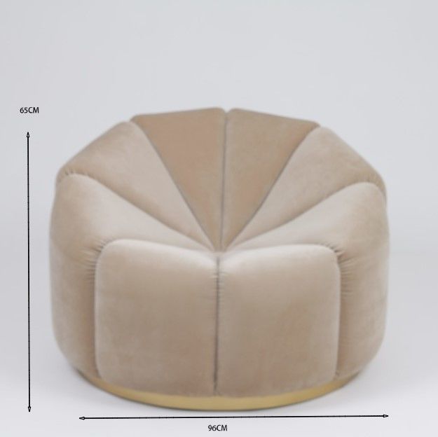 Meble do salonu Pojedyncza, aksamitna sofa wypoczynkowa w kształcie dyni z metalową podstawą 2