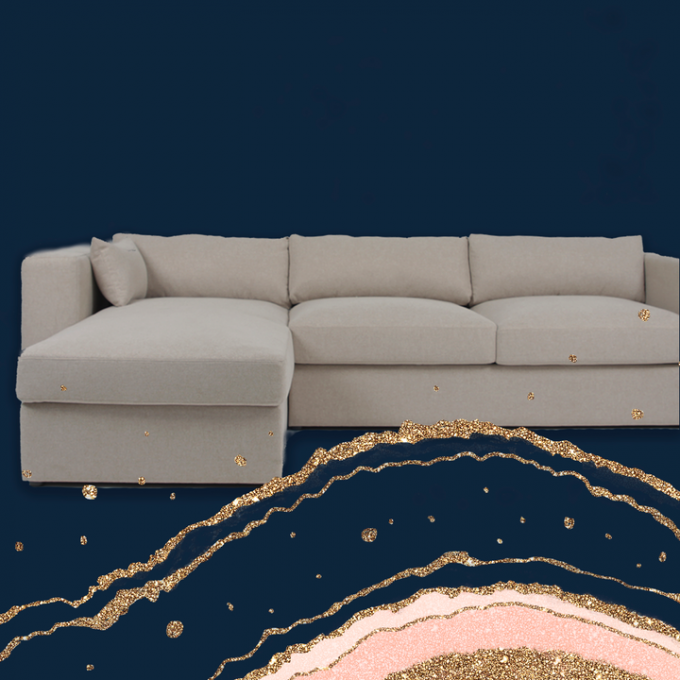 Współczesna 3-osobowa sofa w kształcie litery L z białego aksamitu 0