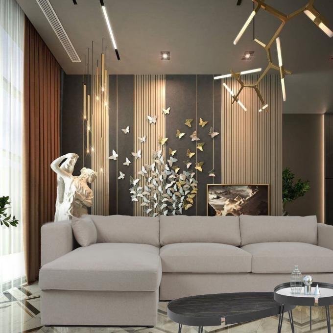 Współczesna 3-osobowa sofa w kształcie litery L z białego aksamitu 3