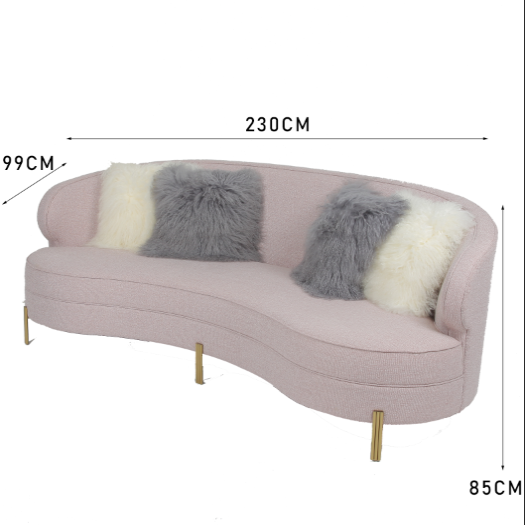 Curve Modern Fabric Velvet Salon 3-osobowa Sofa 0