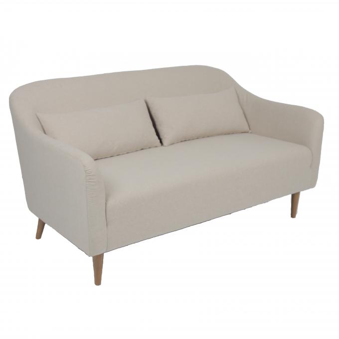 Klasyczna lniana dwuosobowa sofa ODM z drewnianą nogą 0