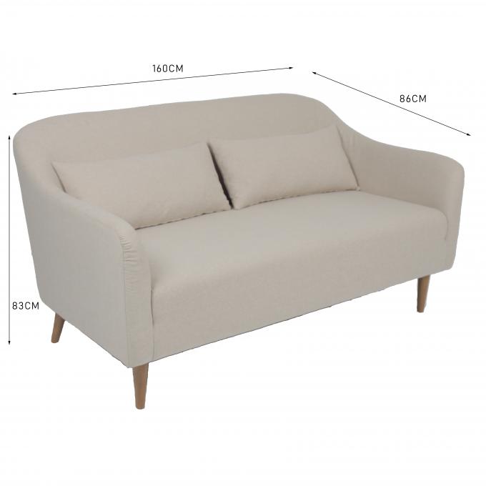 Klasyczna lniana dwuosobowa sofa ODM z drewnianą nogą 1