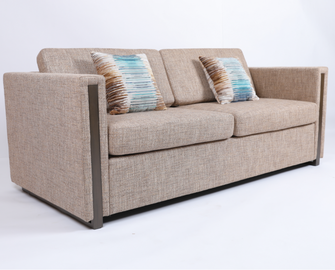 Tkanina tapicerowana drewnianym ramieniem Hotel Queen Sofa Sleeper Luksusowy nowoczesny design 0