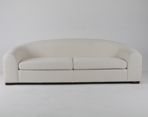 kupować Luksusowa i nowoczesna biała sofa do salonu Boucle z drewnianymi nogami produkcja online