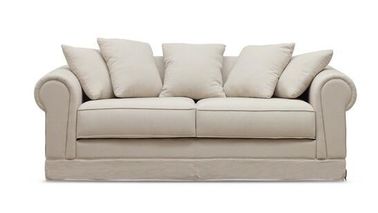 kupować Modna tkanina lniana 3-osobowa sofa 18 '' do holu hotelowego, brzoza / sklejka produkcja online