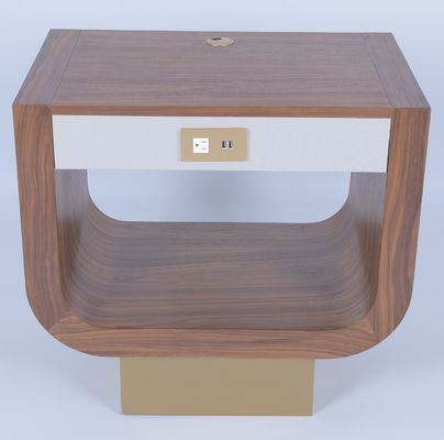 kupować Luxury Custom Made Walnut Wood Veneer Night Stand z jedną szufladą i gniazdkiem produkcja online