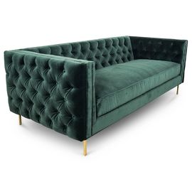 kupować Złoty metalowy guzik na nogę Tufted Zestawy sof na ślub / salon, czarna aksamitna tkanina produkcja online