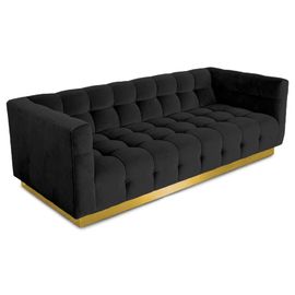 kupować Europejskie meble luksusowa klasyczna rozkładana sofa w kolorze czarnym Velvet ze złotą metalową podstawą produkcja online
