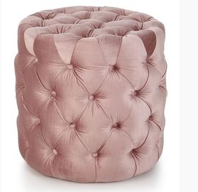 kupować Nowoczesna ławka do sypialni z różowym aksamitnym guzikiem Tufted Round Ottoman produkcja online