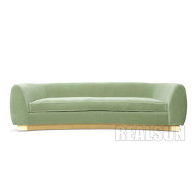 kupować Luksusowa sofa z moheru Meble do domu Złota mosiężna metalowa podstawa Zielona aksamitna tkanina produkcja online