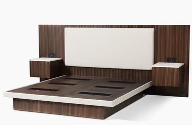 kupować King Size Dark Zebra Wood Fornir Luksusowe meble hotelowe do sypialni z tapicerowanym zagłówkiem produkcja online