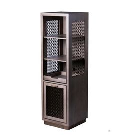 kupować Kwadratowy fornir z drewna dębowego z bocznym panelem z metalowej siatki Szafka na lodówkę z suchym barem produkcja online