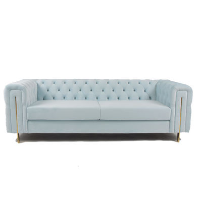 kupować Tkanina aksamitna 3-osobowa sofa do salonu z guzikami produkcja online