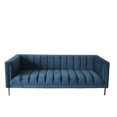 kupować Niebieska aksamitna pikowana 3-osobowa sofa 221x76x78cm do salonu produkcja online