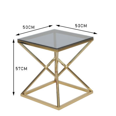 kupować 50x50cm Nowoczesny stolik kawowy ze stali nierdzewnej i szkła 0,47cbm produkcja online