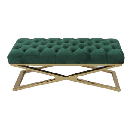 kupować Guzik Tufted Velvet Sypialnia Ottoman Ławka Podstawa ze stali nierdzewnej produkcja online