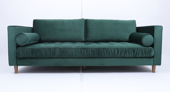 Dobra cena. Aksamitna tkanina w stylu retro w stylu industrialnym 3-osobowa sofa Homestay Light Luxury Green w Internecie