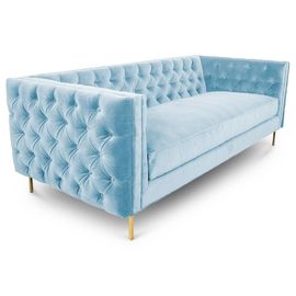 Dobra cena. Niebieskie aksamitne sofy i krzesła, współczesna sofa z tkaniny Złota metalowa podstawa w Internecie