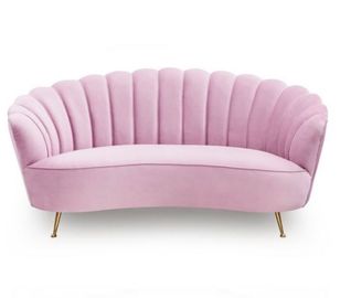 Dobra cena. Różowa kanapa welurowa pikowana tapicerowana metalowa sofa do salonu z 4 metalowymi nogami w Internecie