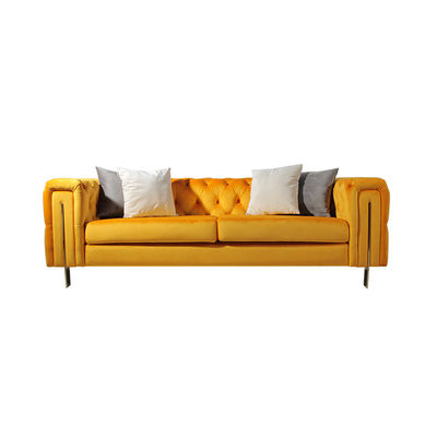 Dobra cena. Nowoczesna aksamitna tkanina Sofa do salonu ze stali nierdzewnej o długości 228 cm w Internecie