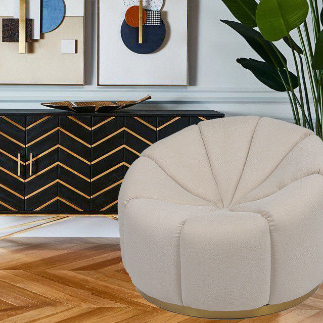 Meble do salonu Pojedyncza, aksamitna sofa wypoczynkowa w kształcie dyni z metalową podstawą 4
