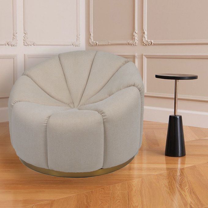 Meble do salonu Pojedyncza, aksamitna sofa wypoczynkowa w kształcie dyni z metalową podstawą 5