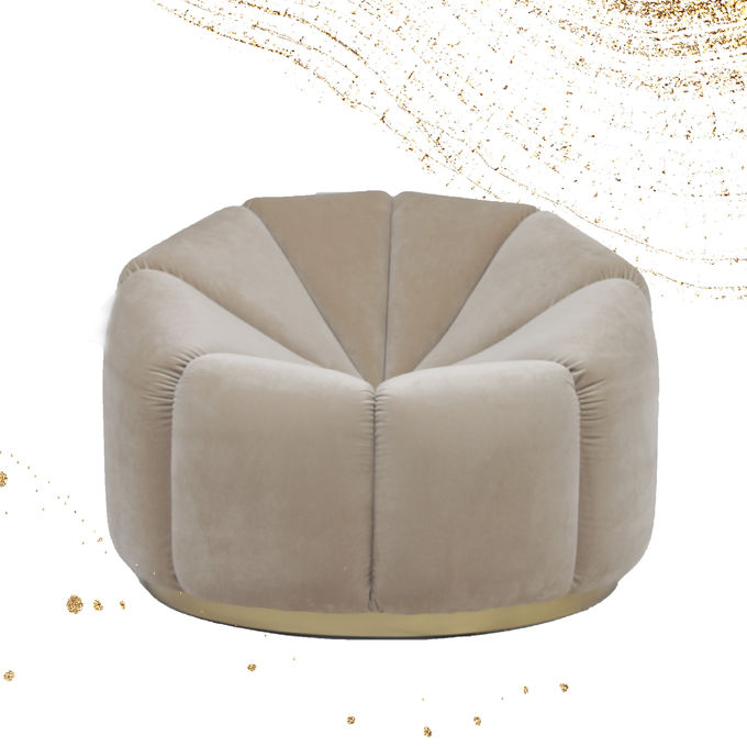 Meble do salonu Pojedyncza, aksamitna sofa wypoczynkowa w kształcie dyni z metalową podstawą 1