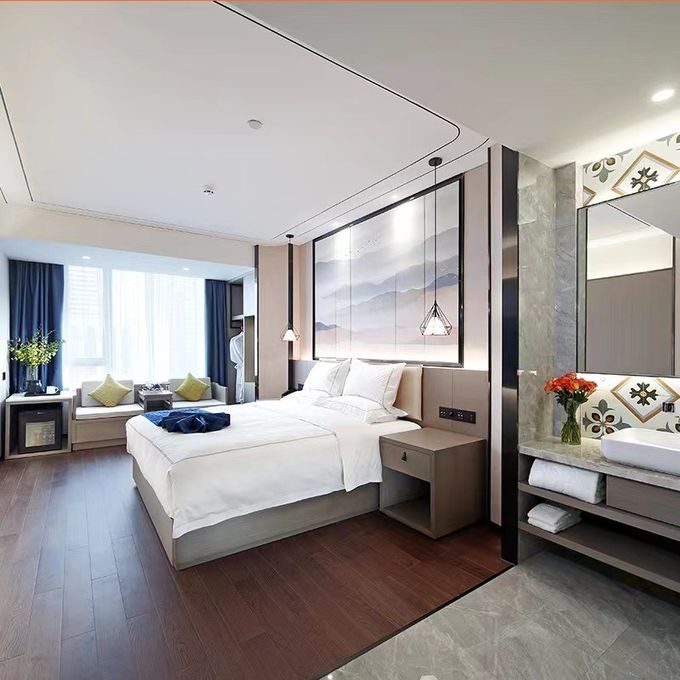 Lekki luksusowy komplet mebli z litego drewna bezpośrednio do hoteli, apartamentów 0